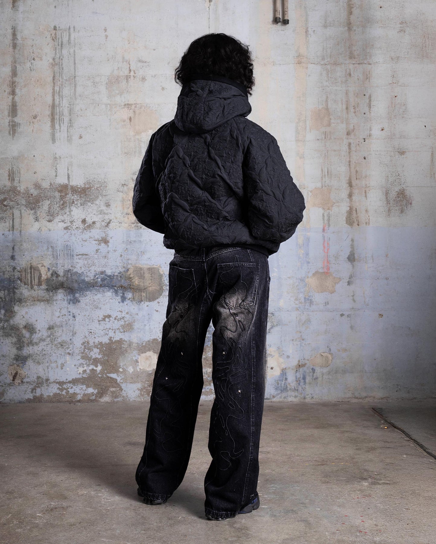 "MONOGRAM" PADDED JACKET - BLACK