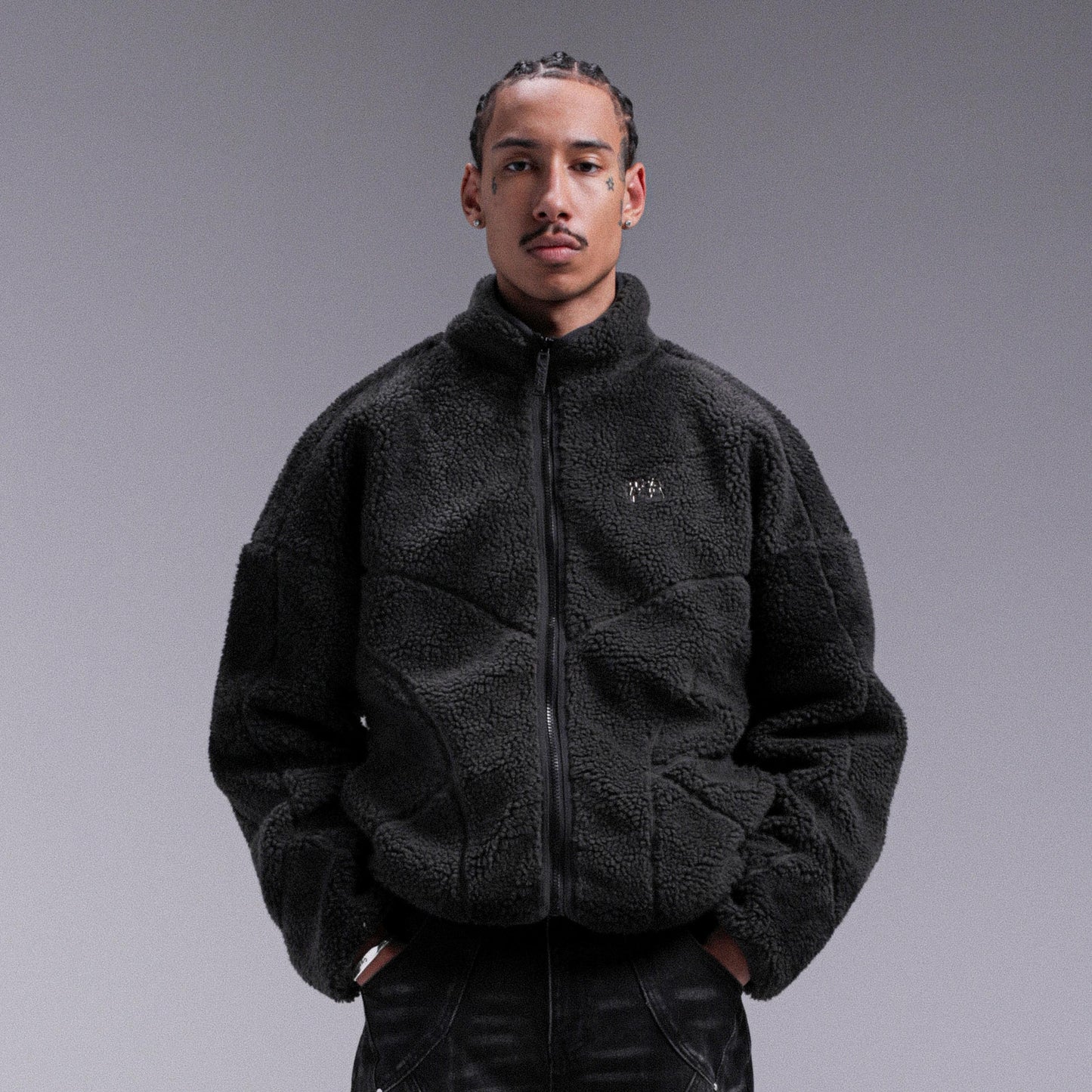 "MOON" Sherpa Jacket - Fade Black