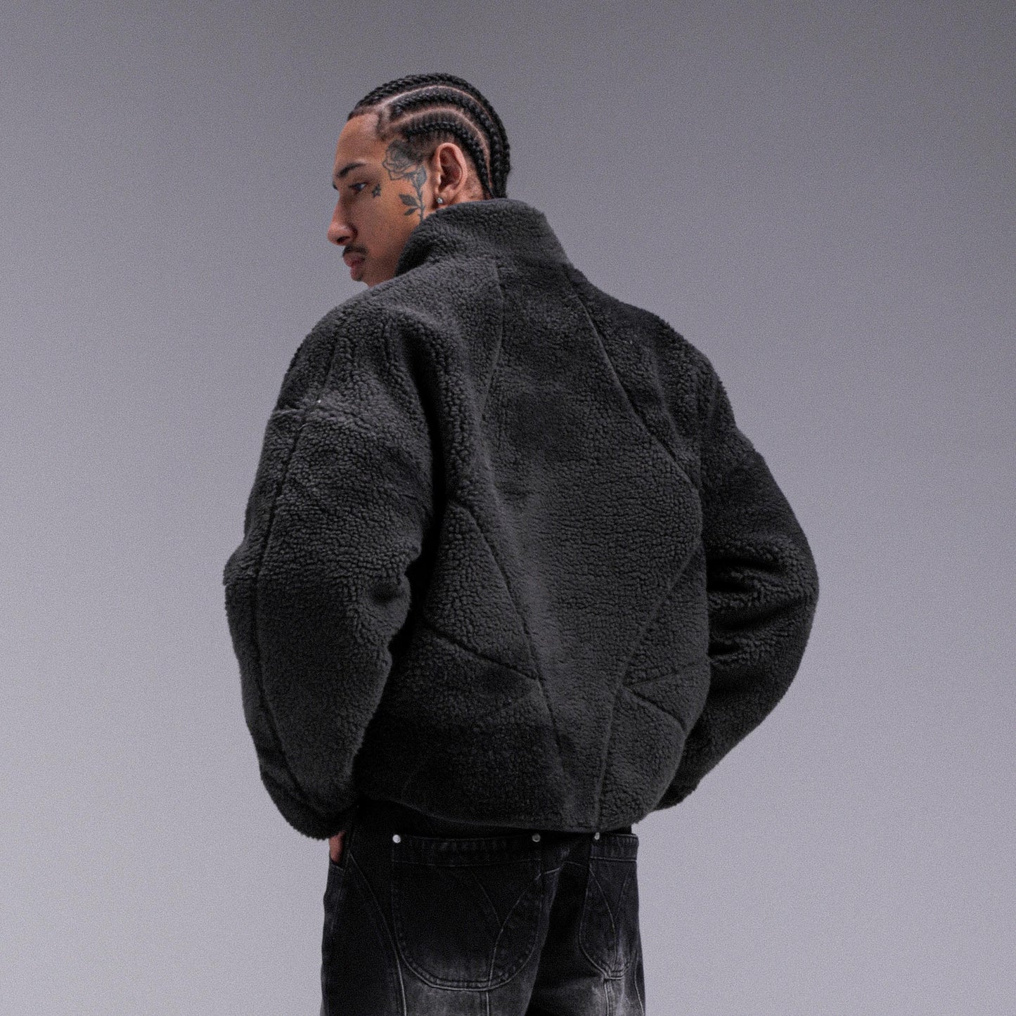 "MOON" Sherpa Jacket - Fade Black