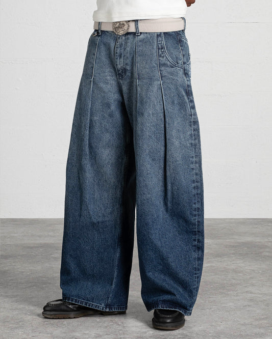 FOLD DENIM PANTS "CAVALRY" - FADED BLUE