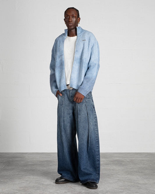 MOHAIR ZIP CARDIGAN "MOONLIGHT" - BLUE