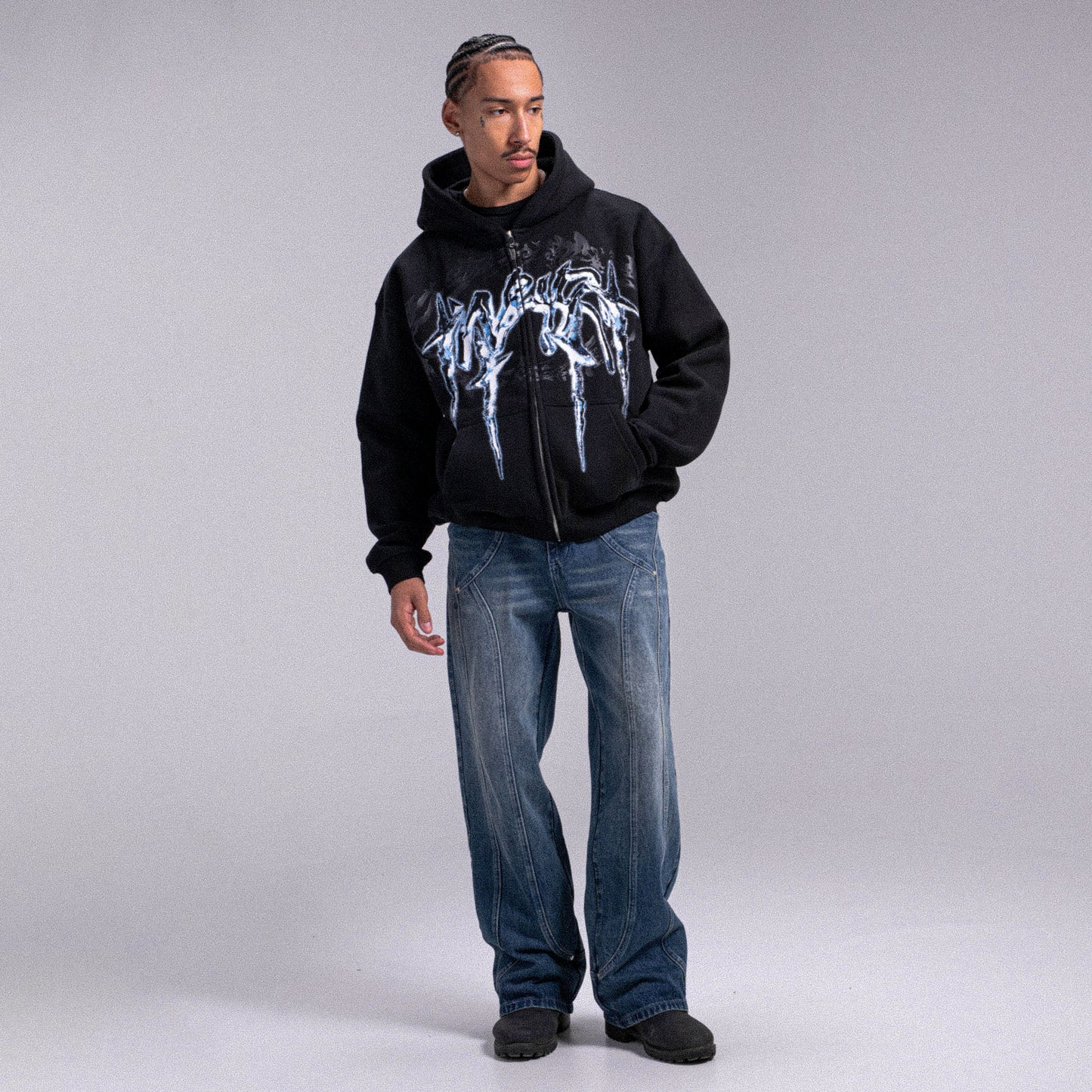 "CELESTE" Soft Zip Hoodie - Black