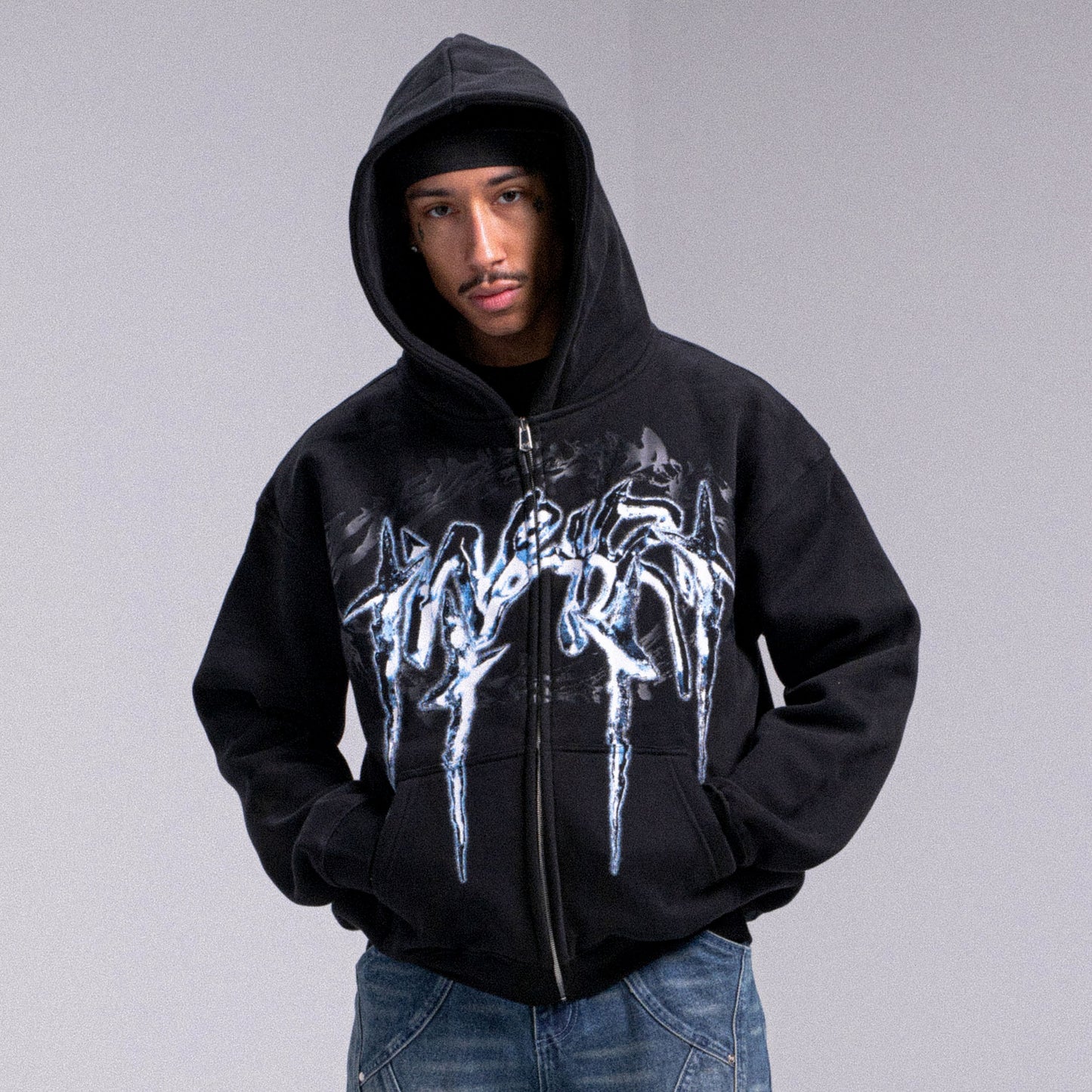 "CELESTE" Soft Zip Hoodie - Black