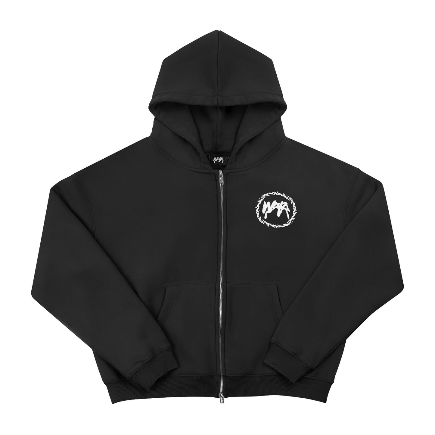 "CROWN" Double Zip Hoodie - Black