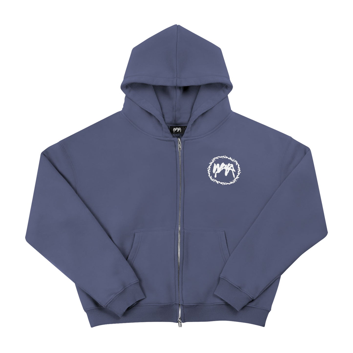 "CROWN" Double Zip Hoodie - Faded Blue