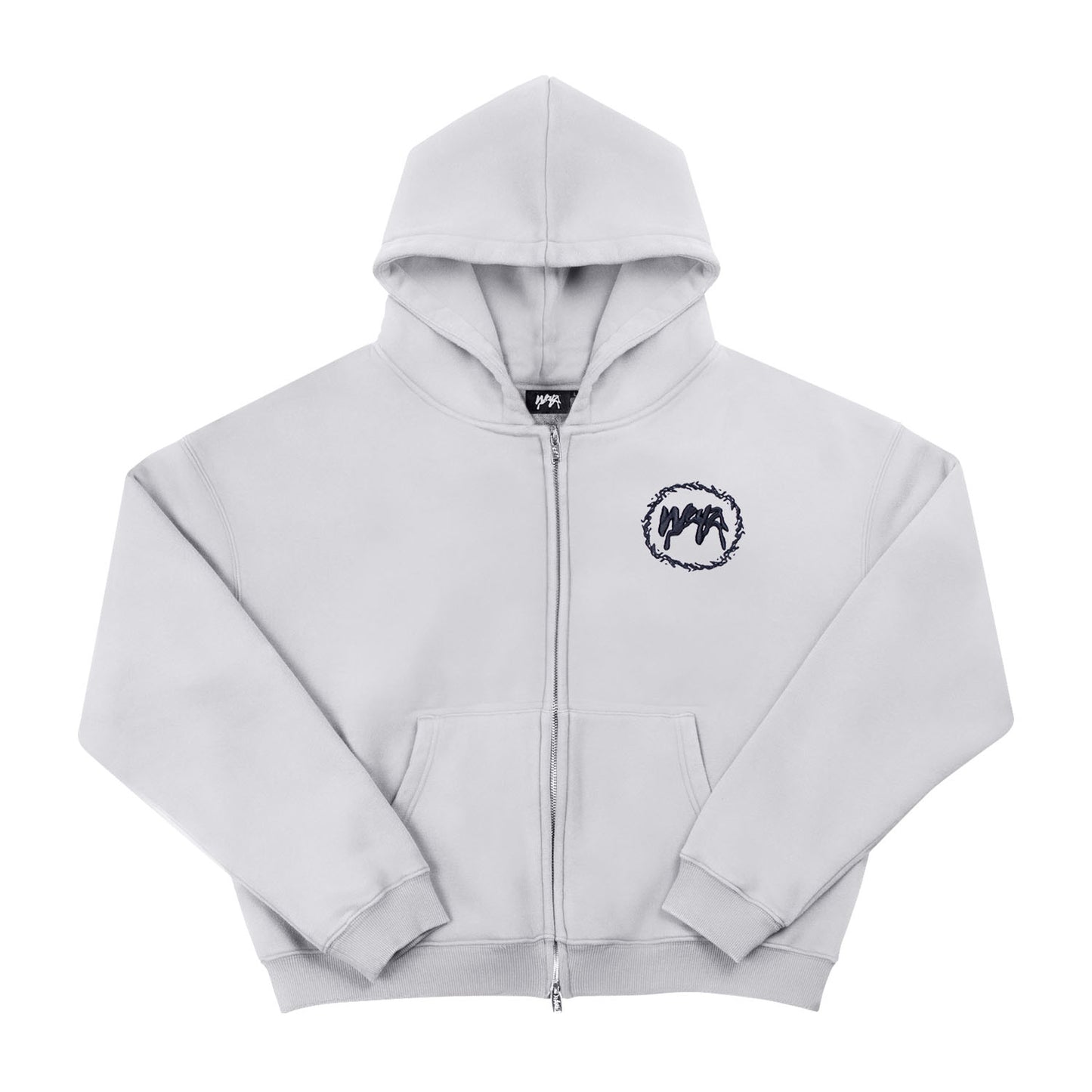 "CROWN" Double Zip Hoodie - Light Grey