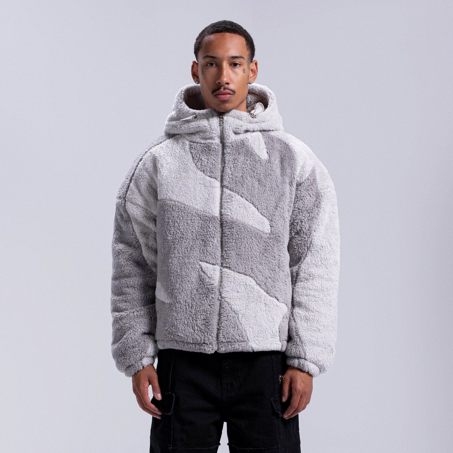 Fluffy Sherpa Jacket - Light Grey