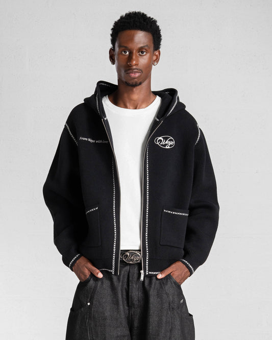 Knitted Zip Hoodie “GRACE” - Black