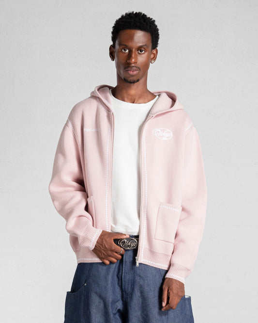 Knitted Zip Hoodie “GRACE” - Pink