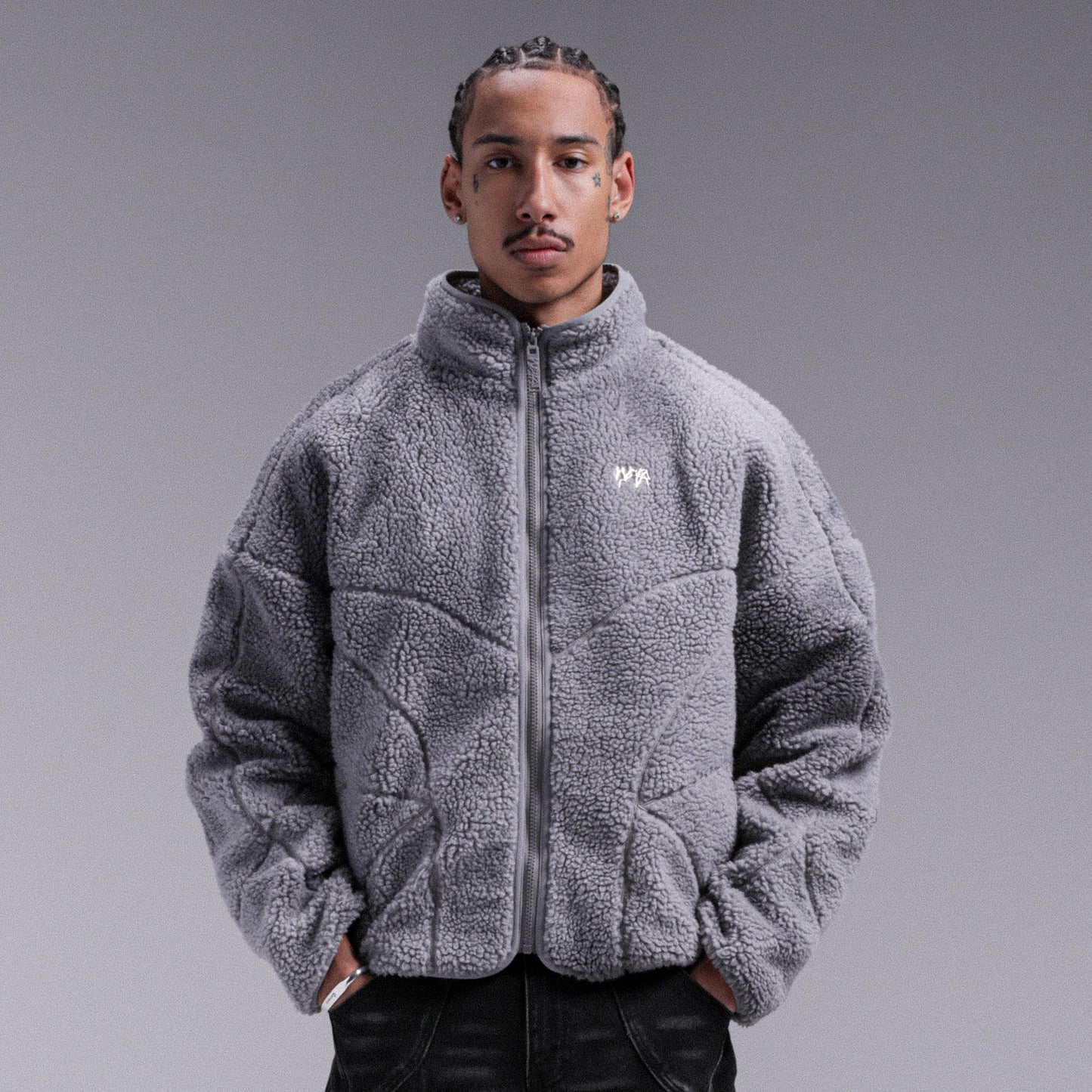 "MOON" Sherpa Jacket - Fade Grey