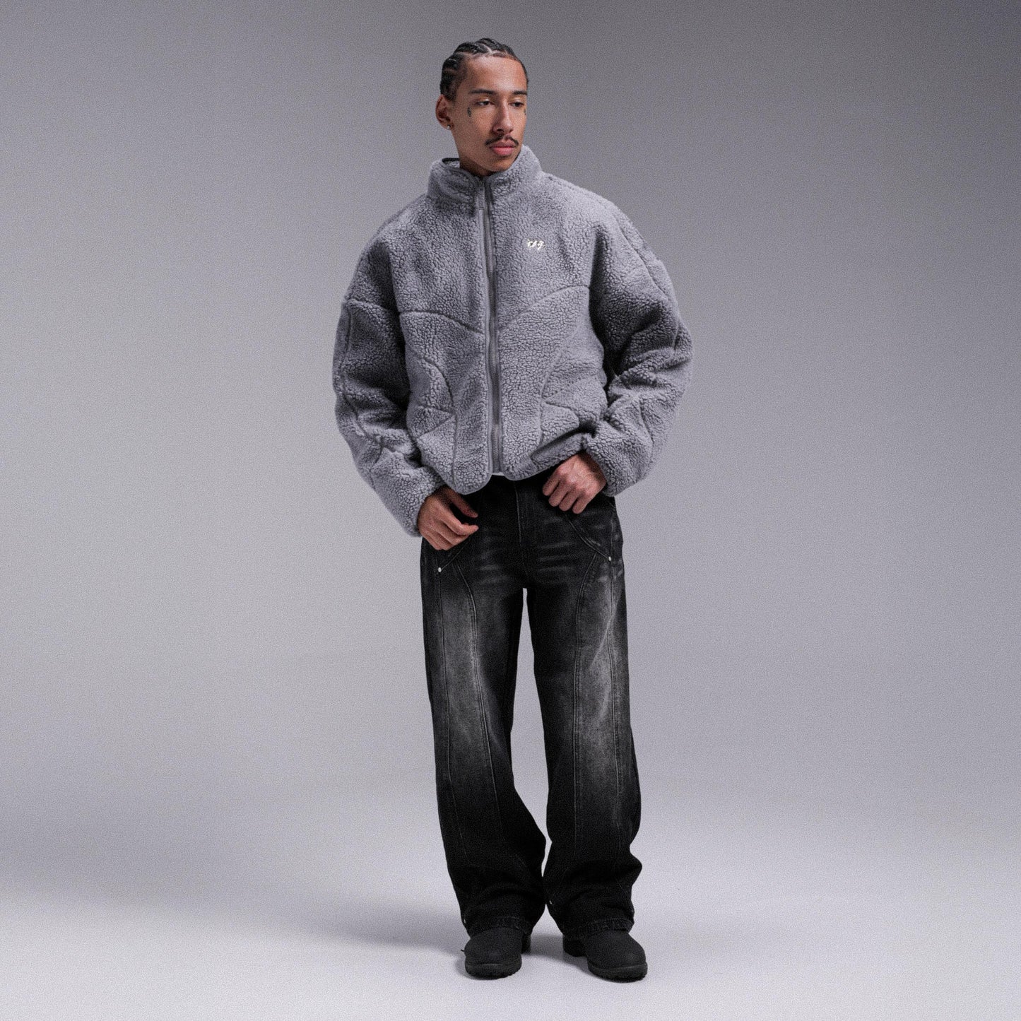 "MOON" Sherpa Jacket - Fade Grey