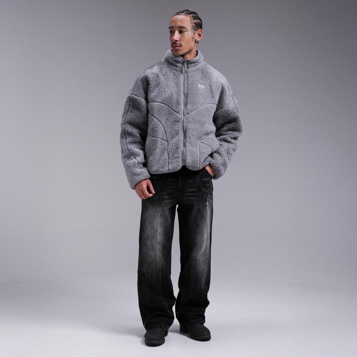 "MOON" Sherpa Jacket - Fade Grey