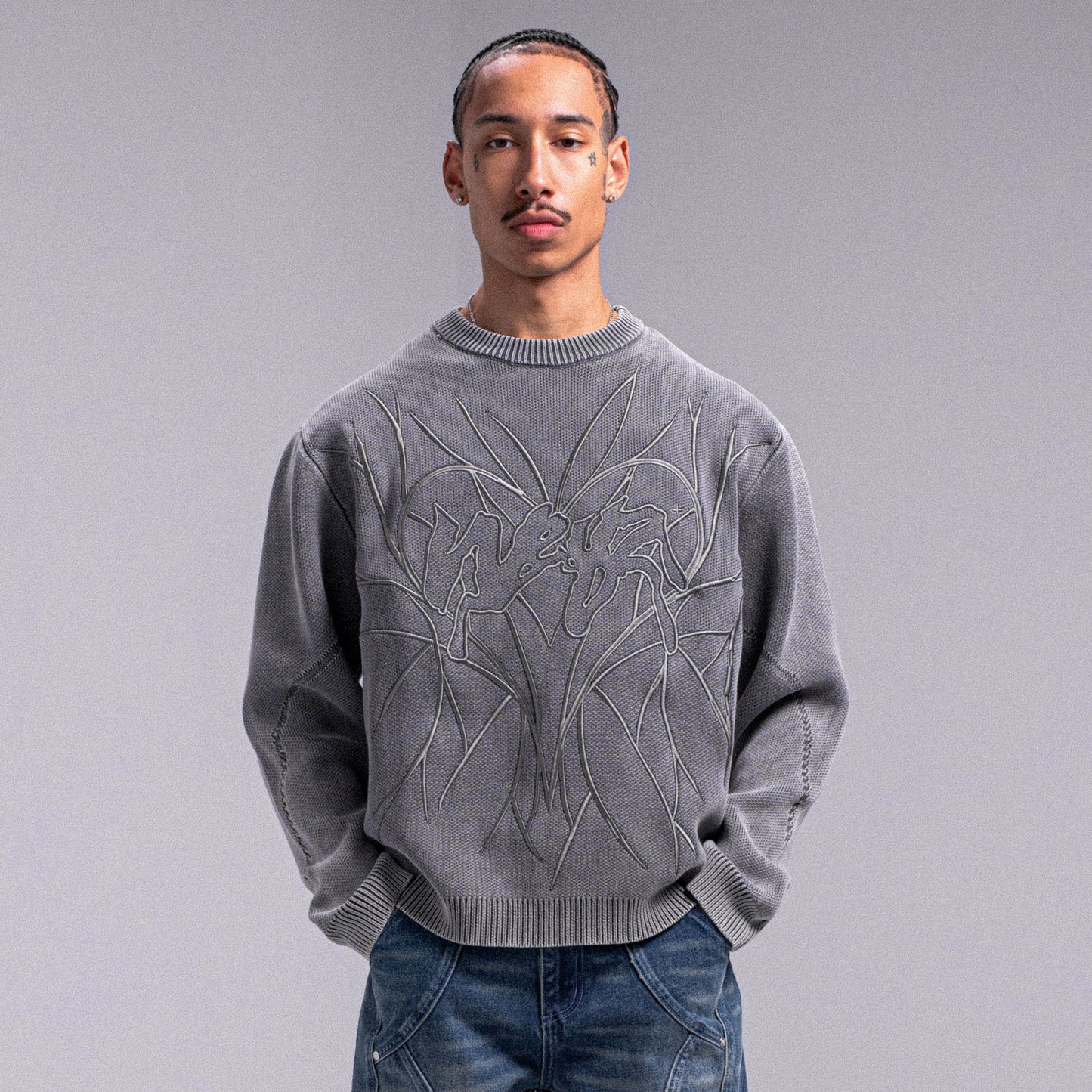 "HEART" KNIT - Grey