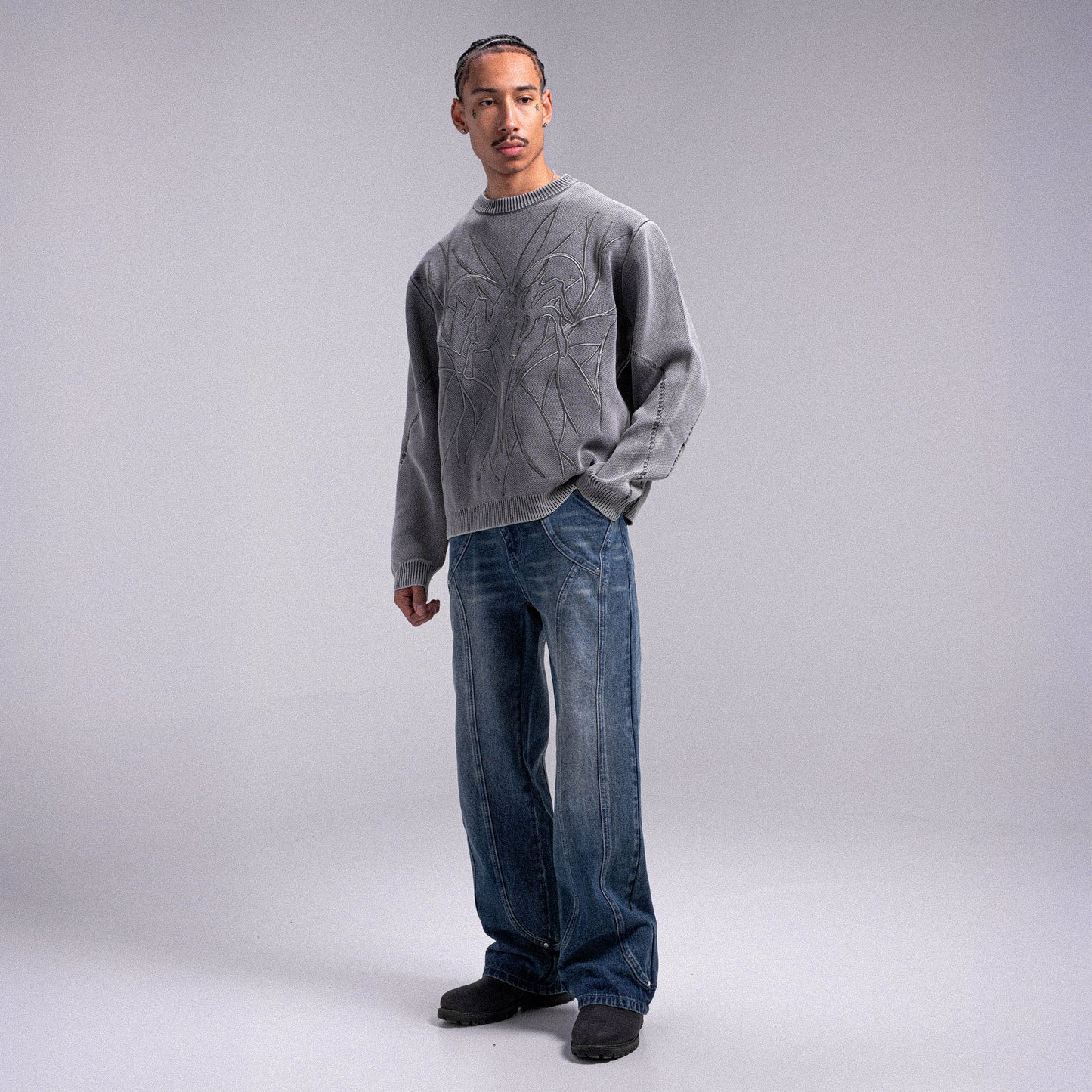 "HEART" KNIT - Grey