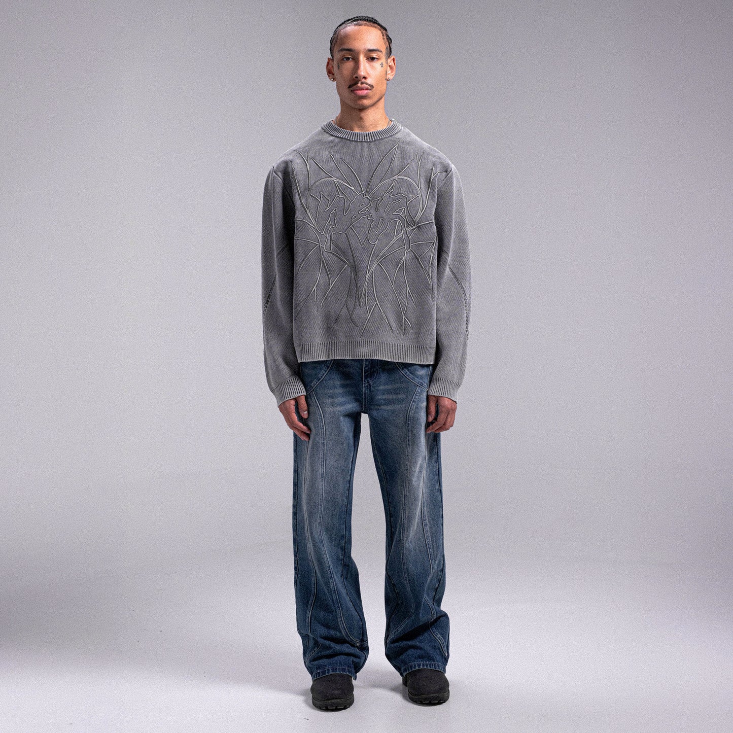 "HEART" KNIT - Grey