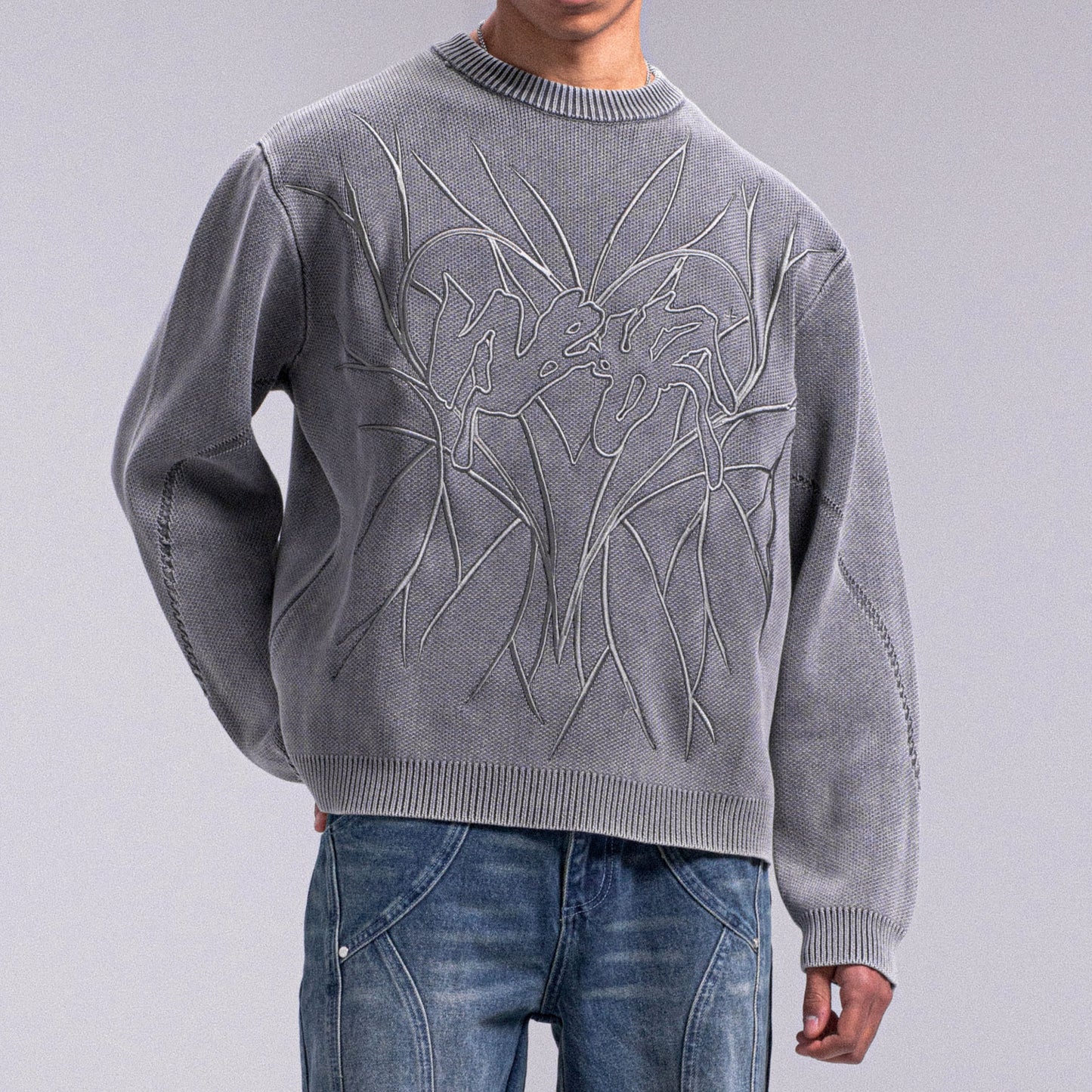"HEART" KNIT - Grey
