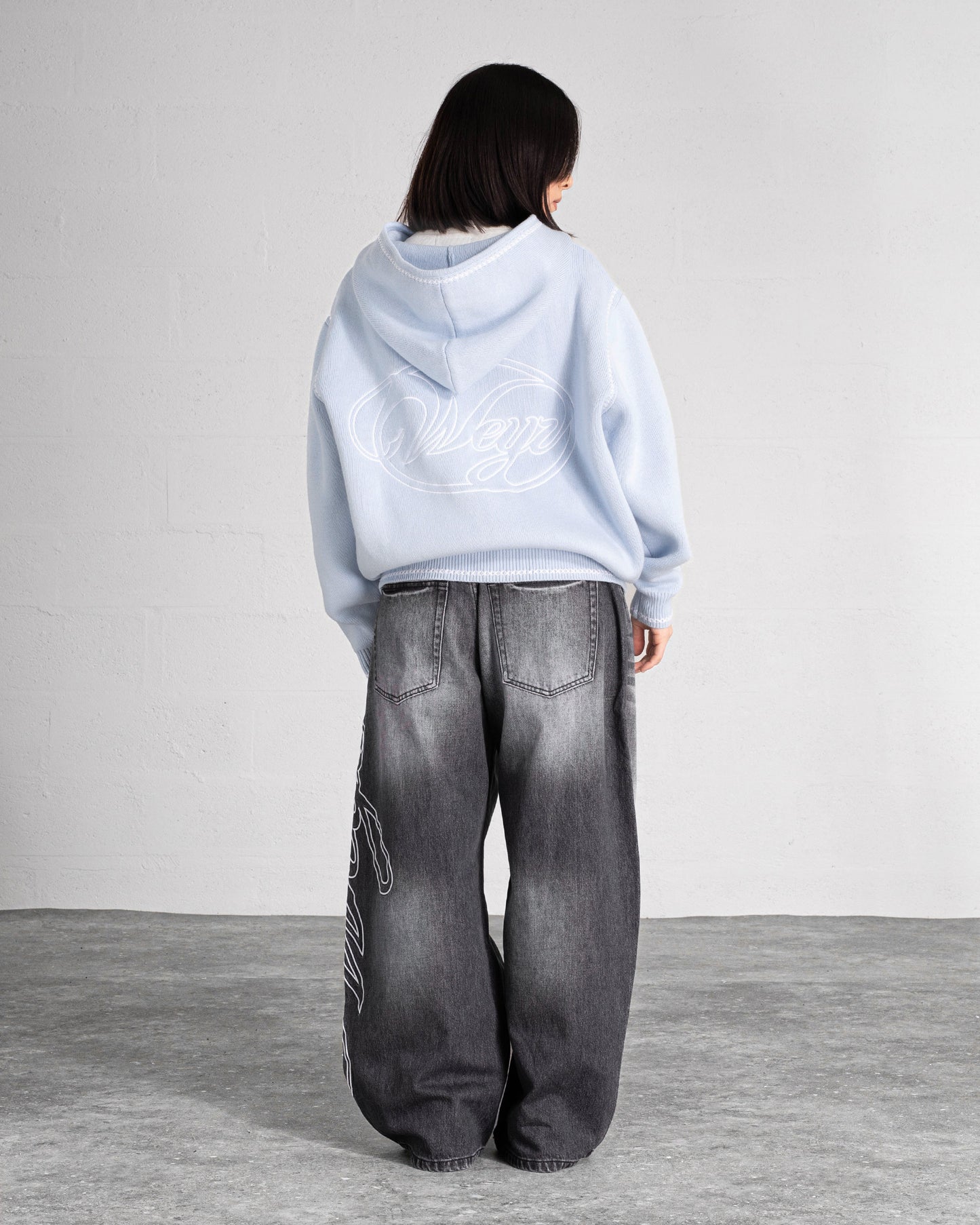 Knitted Zip Hoodie “GRACE” - Light Blue