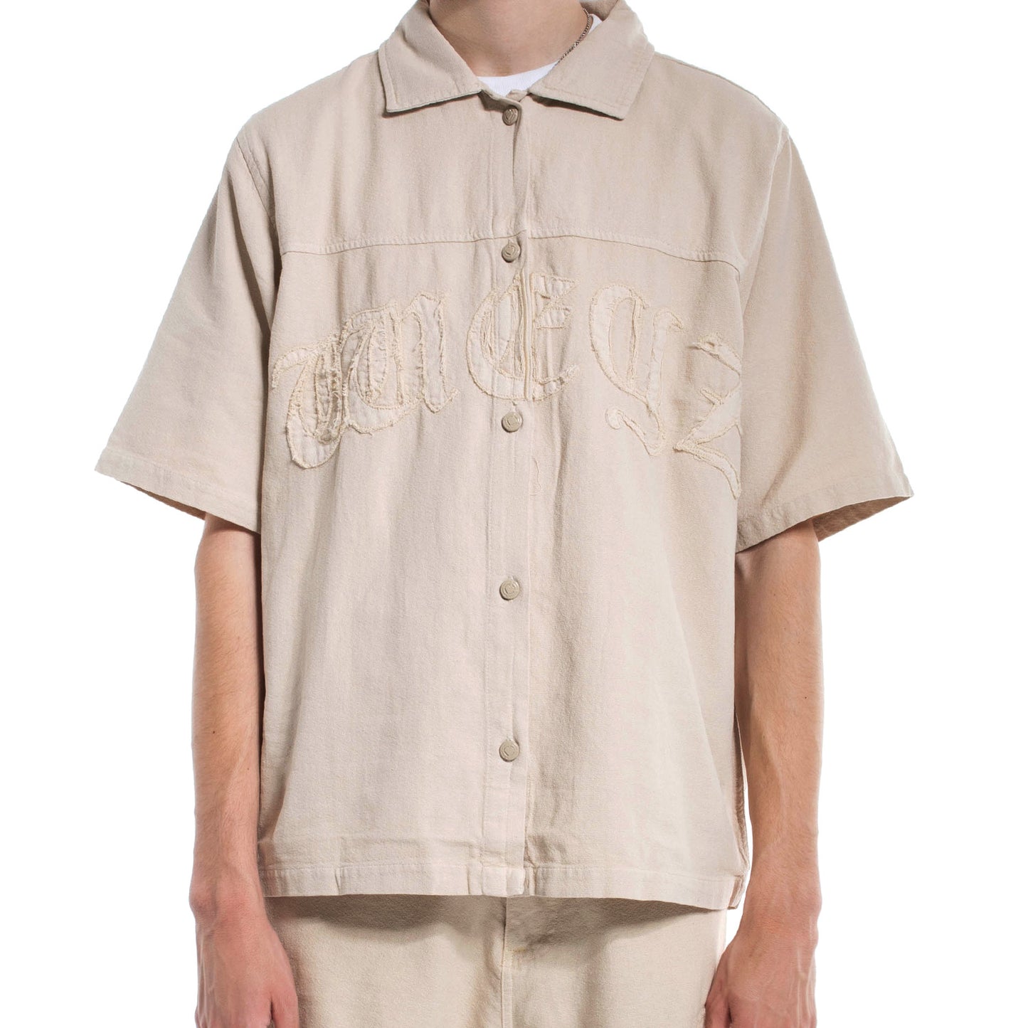 beige oversized summer shirt 100% cotton 230gsm weyz patch