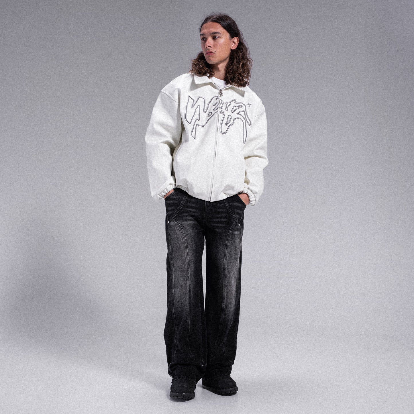Veste PU-Leather - Édition Blanc Cassé