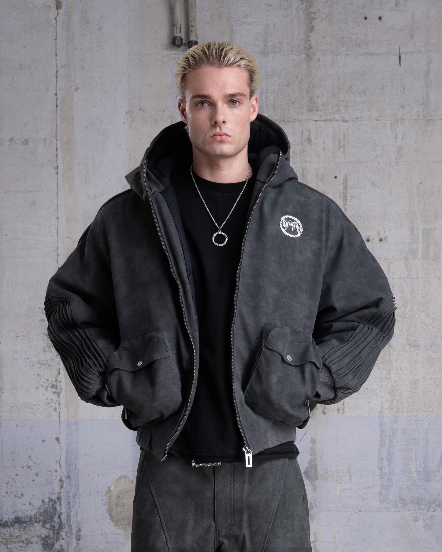 VESTE BOMBER "SHARK" - GRIS FONCÉ