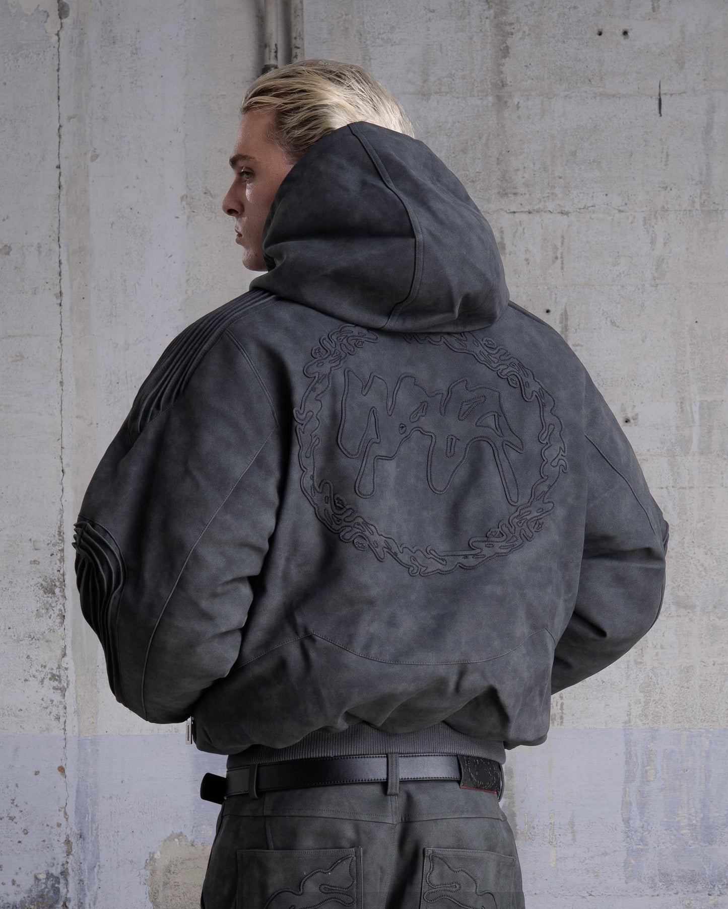 VESTE BOMBER "SHARK" - GRIS FONCÉ