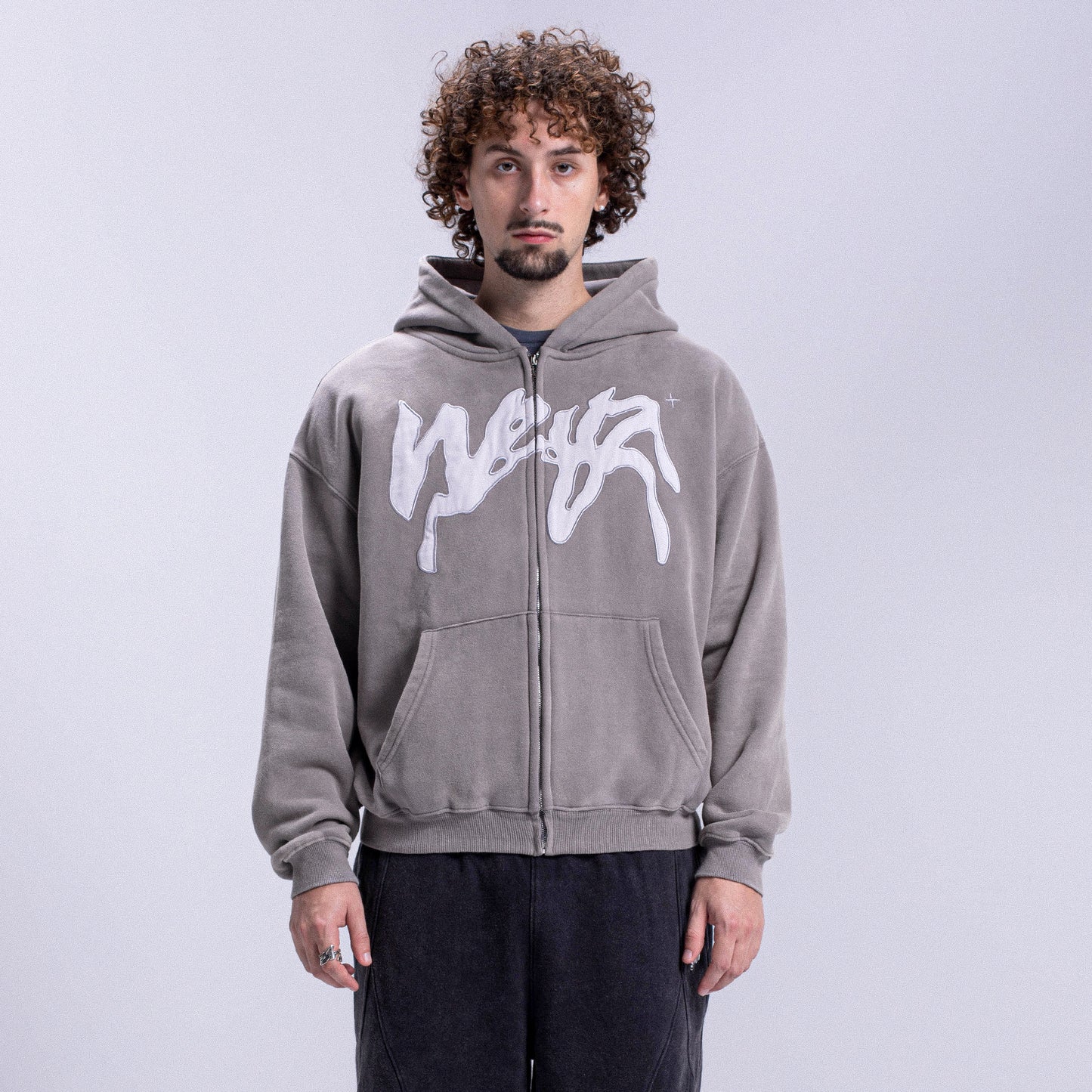 Vintage "PROPAGANDA" Zip Hoodie - Grey
