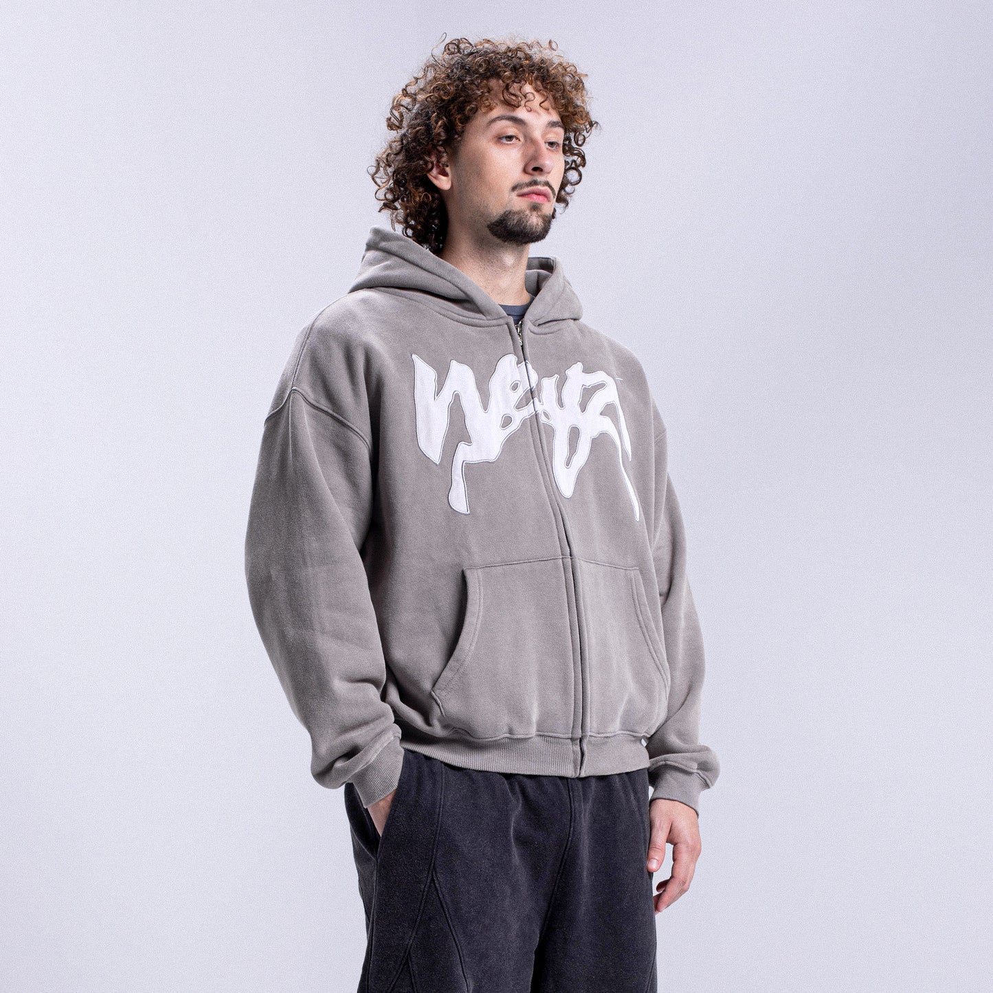 Vintage "PROPAGANDA" Zip Hoodie - Grey