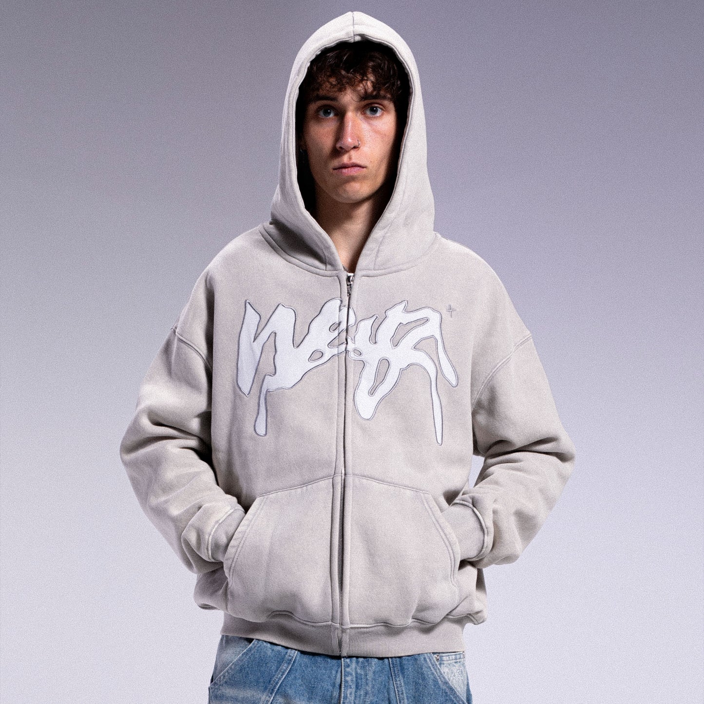 "PROPAGANDA" Zip Hoodie - Cream
