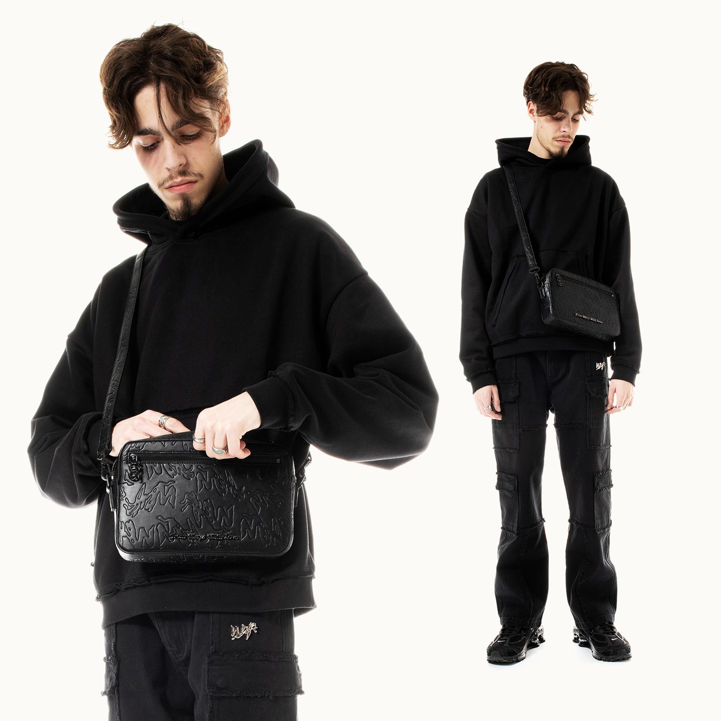 shoulder bag from weyz with love black 50% leather 50% polyester
