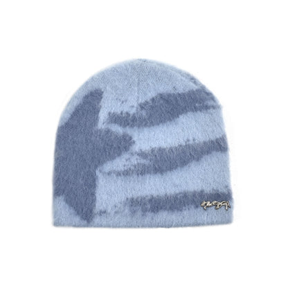 "STARS" HEAVY KNIT BEANIE - ICY BLUE