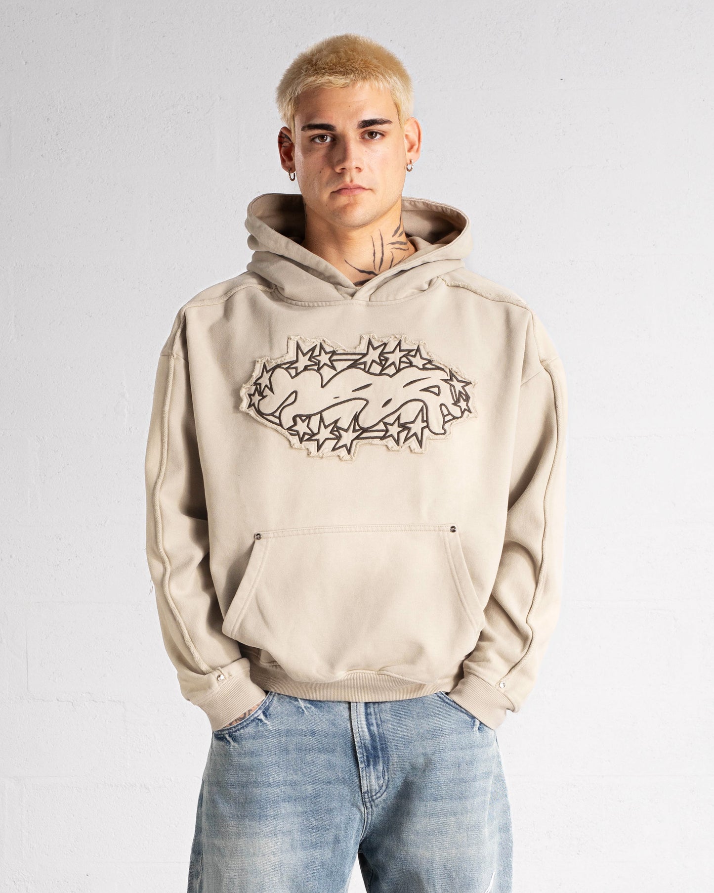 Hoodie “SPIKES” - Washed Beige