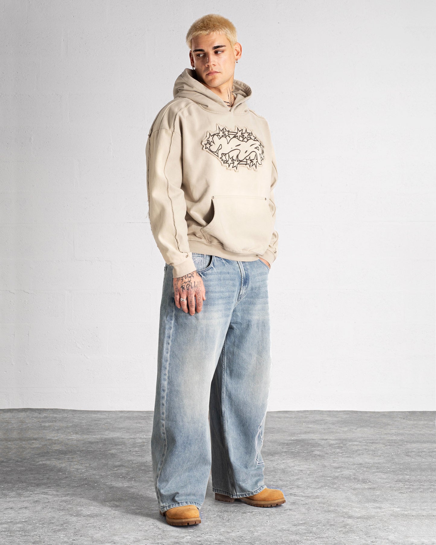 Hoodie “SPIKES” - Washed Beige