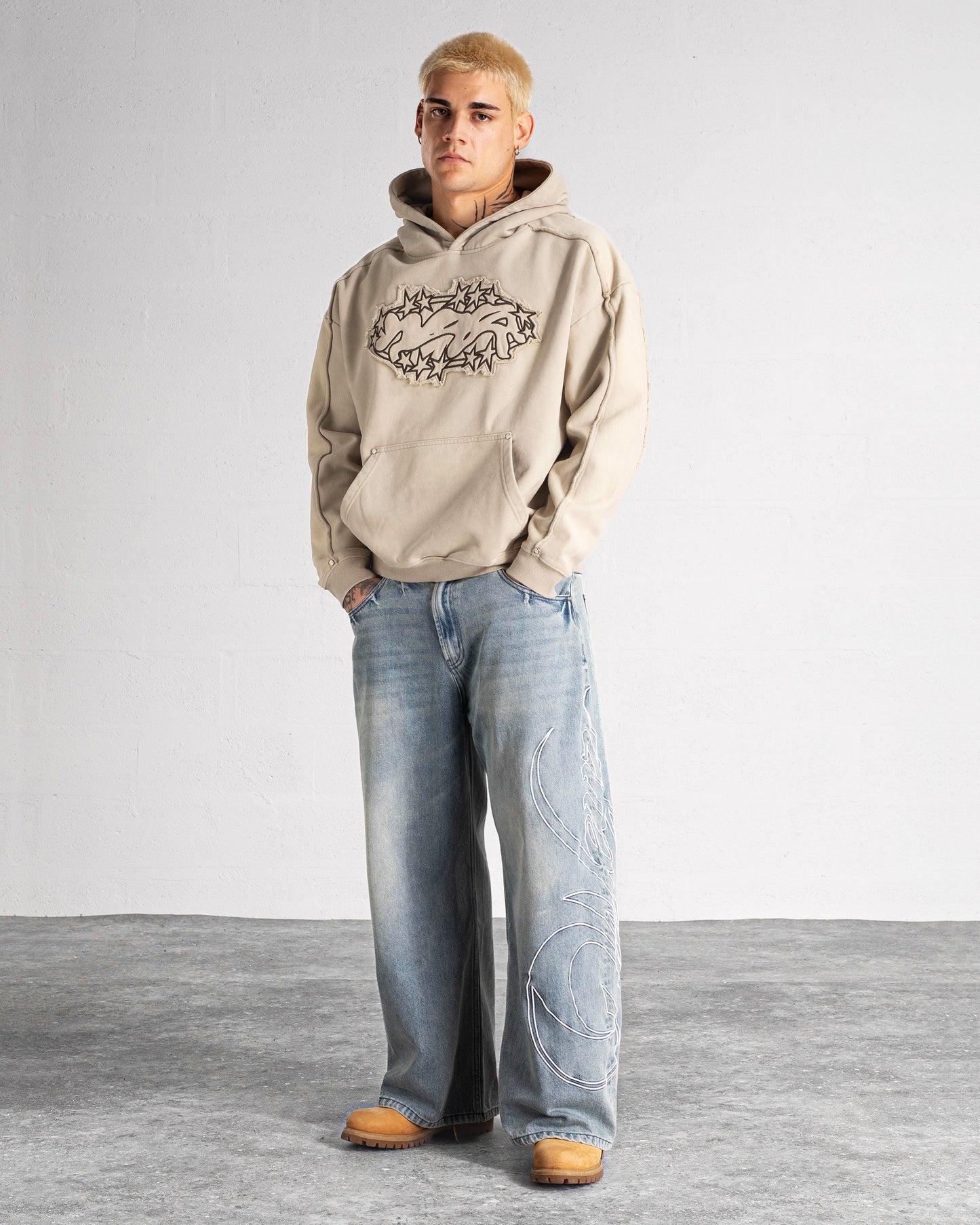Hoodie “SPIKES” - Washed Beige