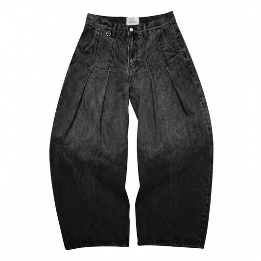 FOLD DENIM PANTS "CAVALRY" - FADED BLACK