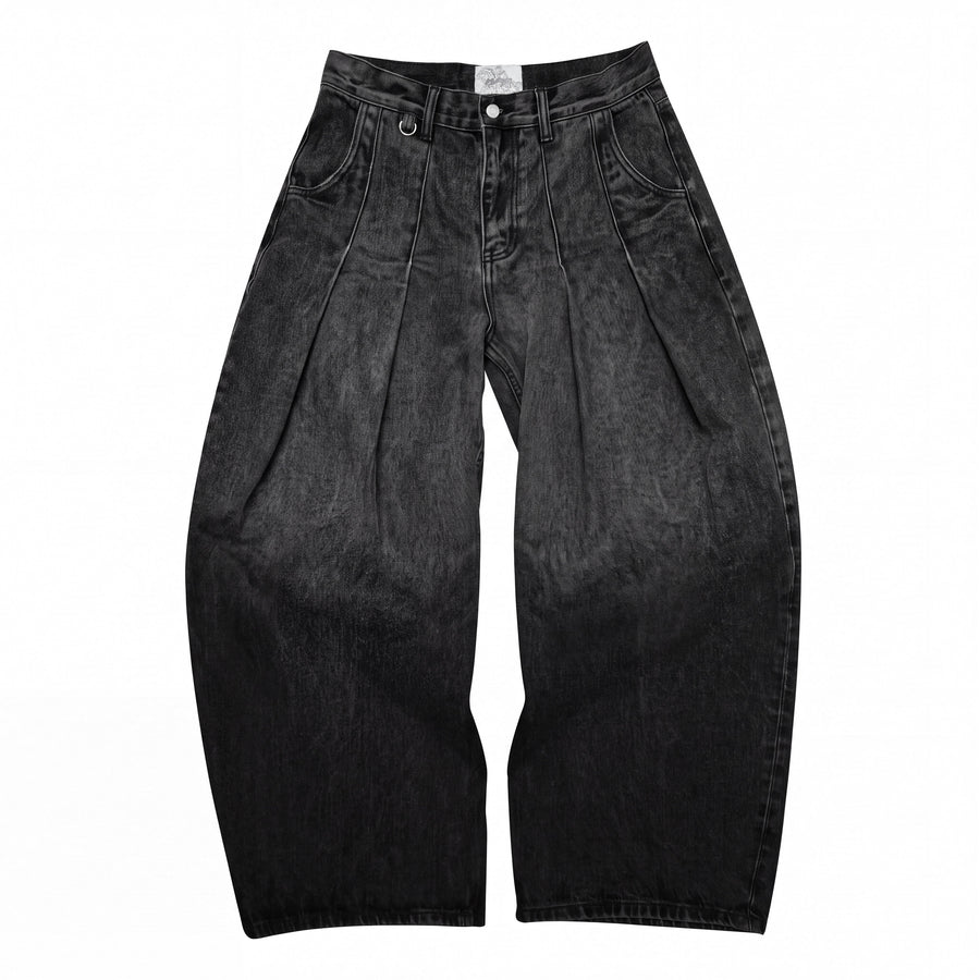 FOLD DENIM PANTS "CAVALRY" - FADED BLACK