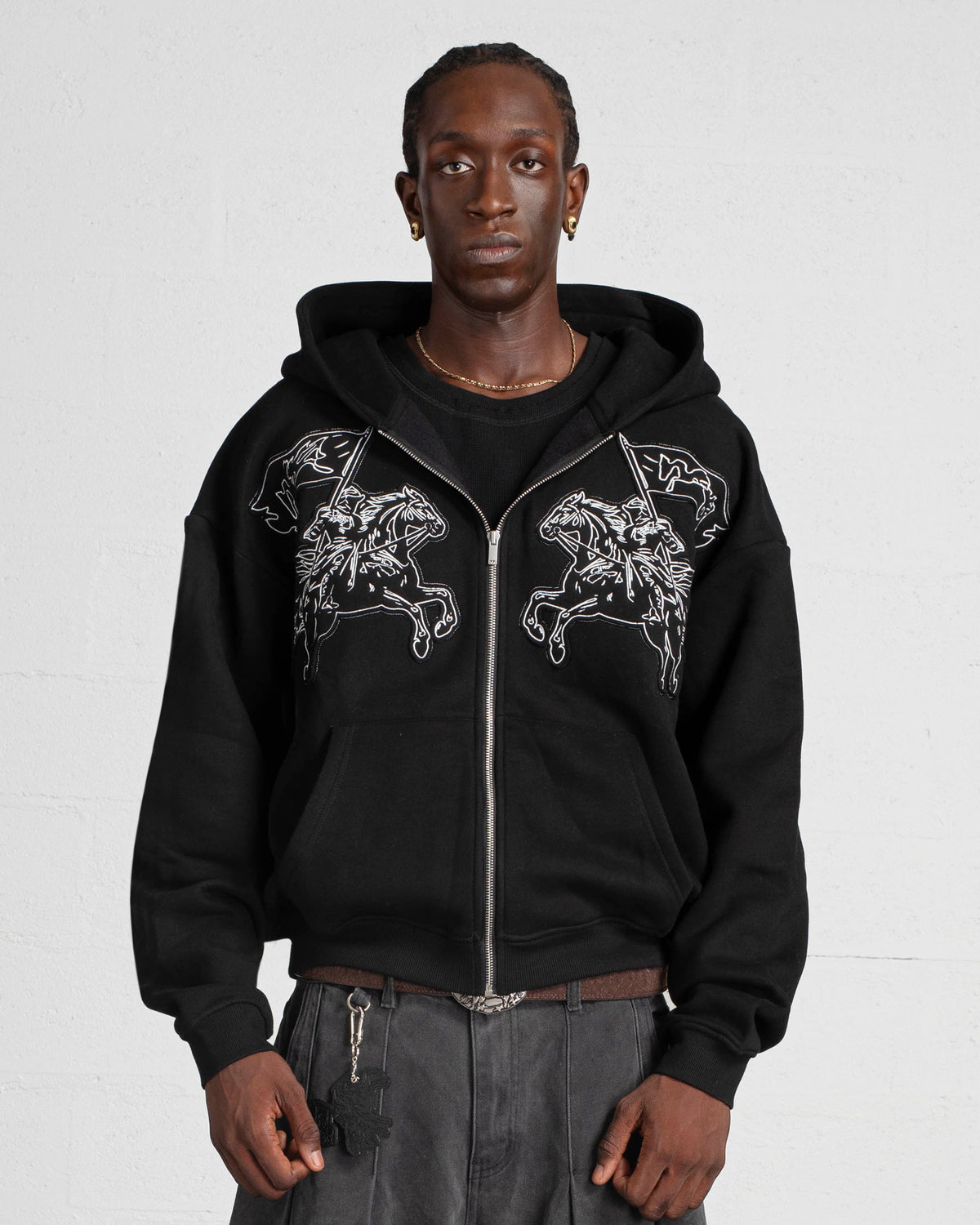 ZIP HOODIE "CAVALRY" - BLACK