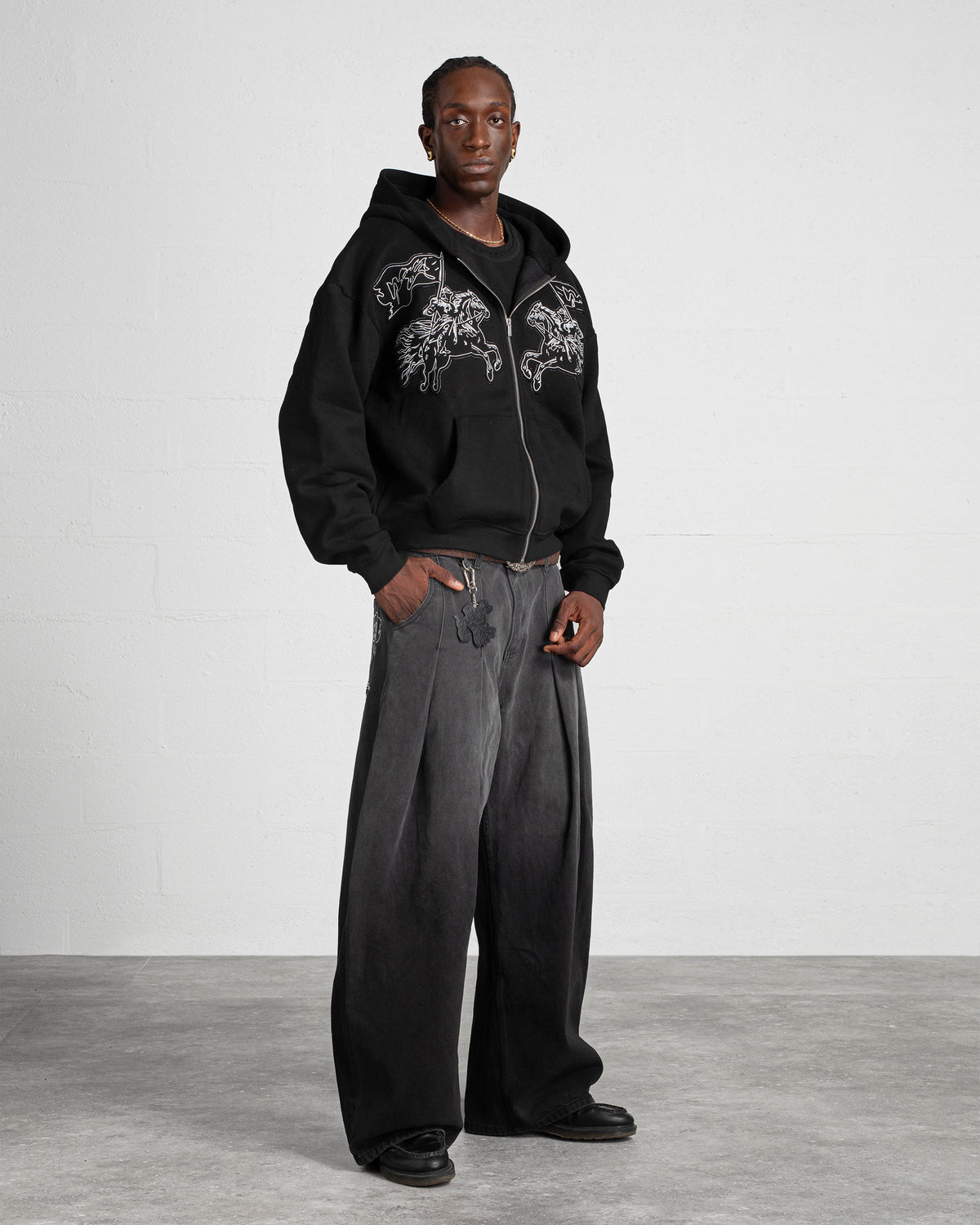ZIP HOODIE "CAVALRY" - BLACK