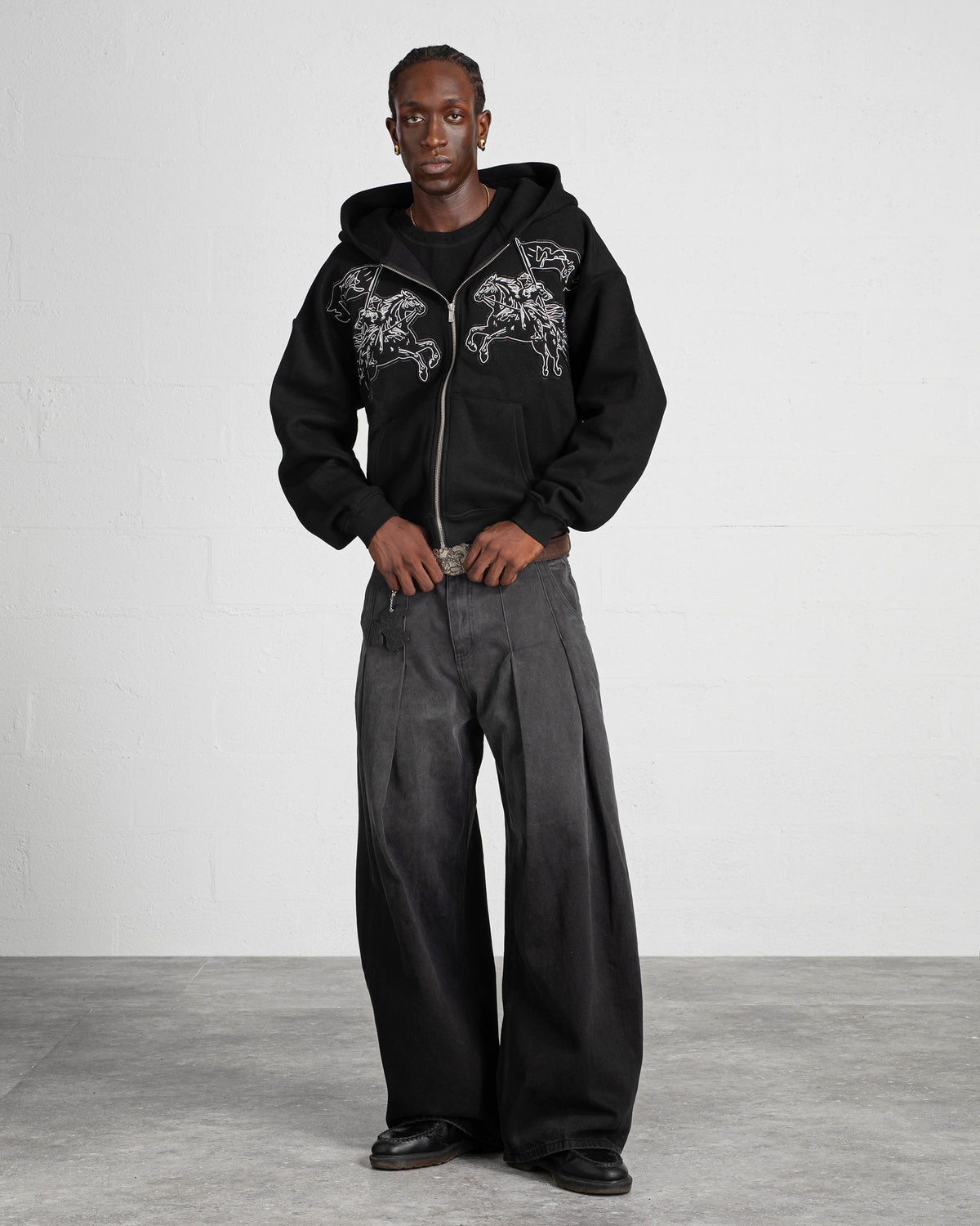 ZIP HOODIE "CAVALRY" - BLACK