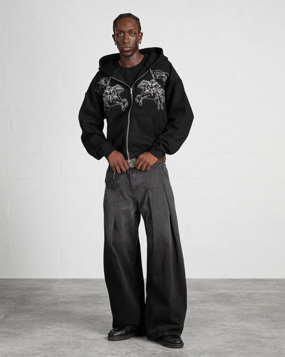 ZIP HOODIE "CAVALRY" - BLACK