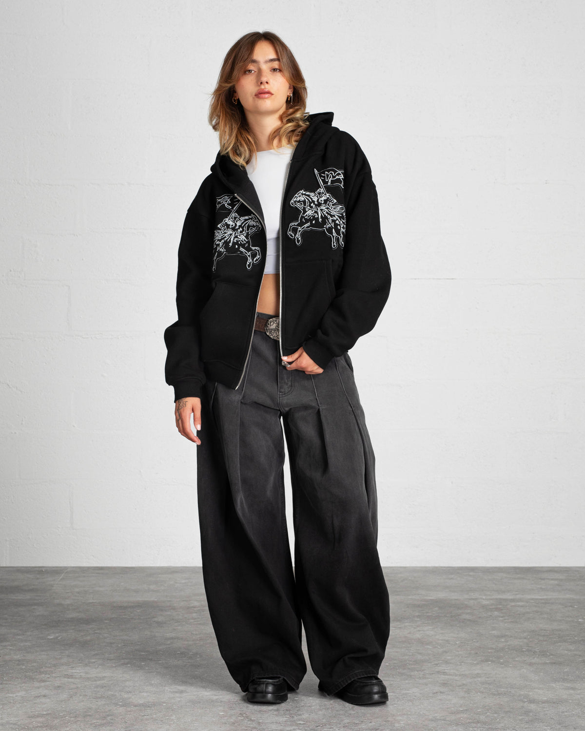 ZIP HOODIE "CAVALRY" - BLACK