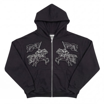 ZIP HOODIE "CAVALRY" - BLACK