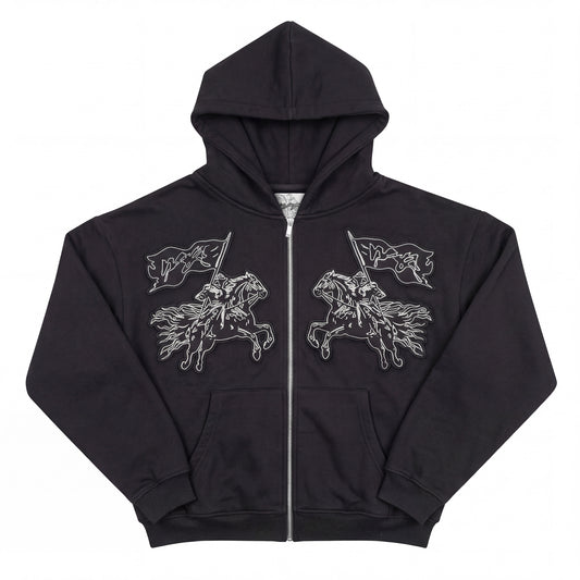 ZIP HOODIE "CAVALRY" - BLACK