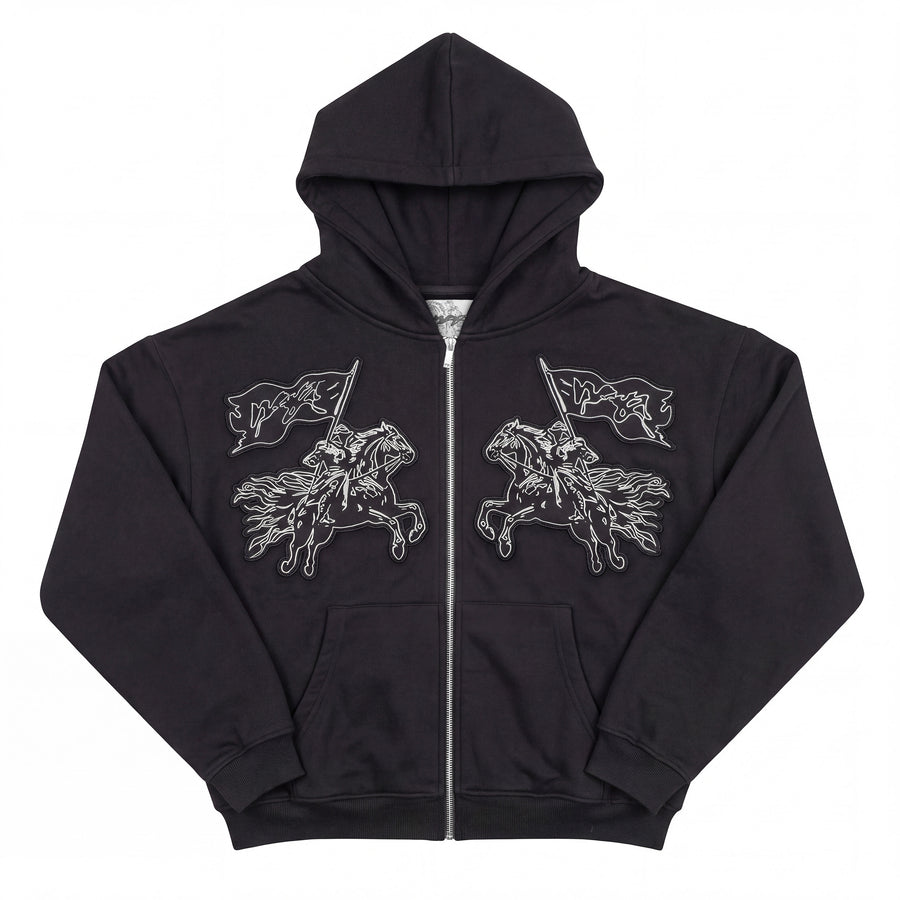 ZIP HOODIE "CAVALRY" - BLACK
