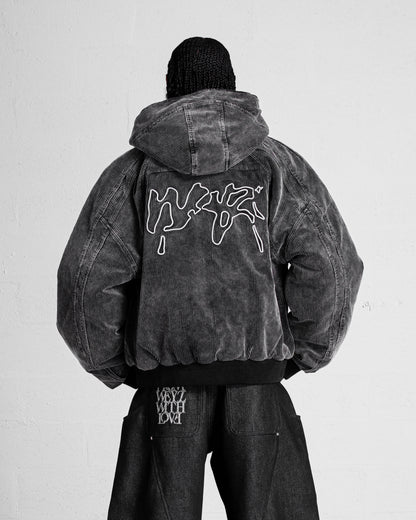 "FADED" CORDUROY JACKET - WASHED BLACK