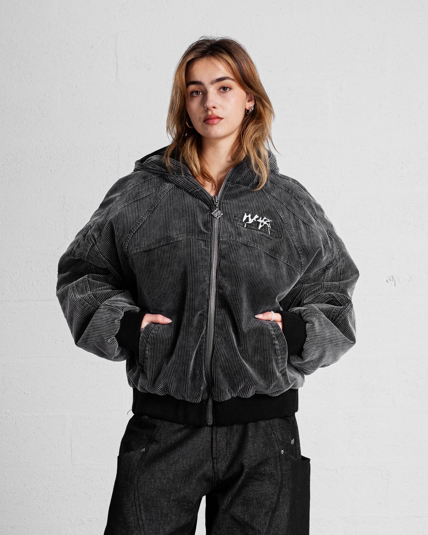 VESTE "FADED" CORDUROY DÉLAVÉ - NOIR