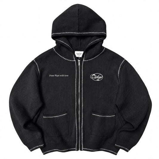 Knitted Zip Hoodie “GRACE” - Black