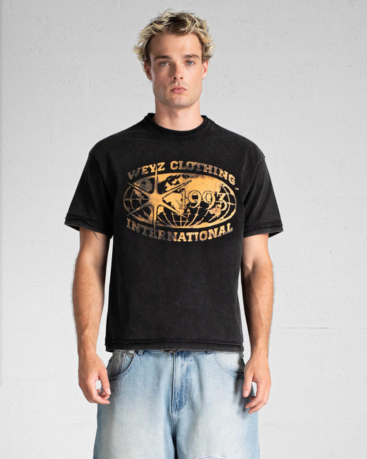T-SHIRT "INTERNATIONAL" - NOIR VINTAGE