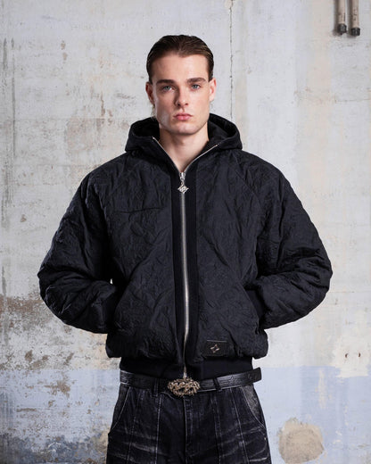 "MONOGRAM" PADDED JACKET - BLACK