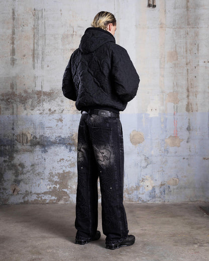 "MONOGRAM" PADDED JACKET - BLACK