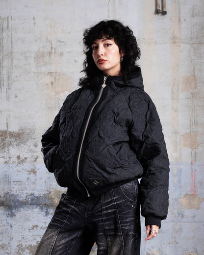"MONOGRAM" PADDED JACKET - BLACK